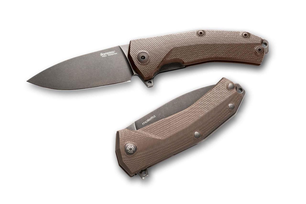 Lionsteel KUR Black - Brown handle Çakı