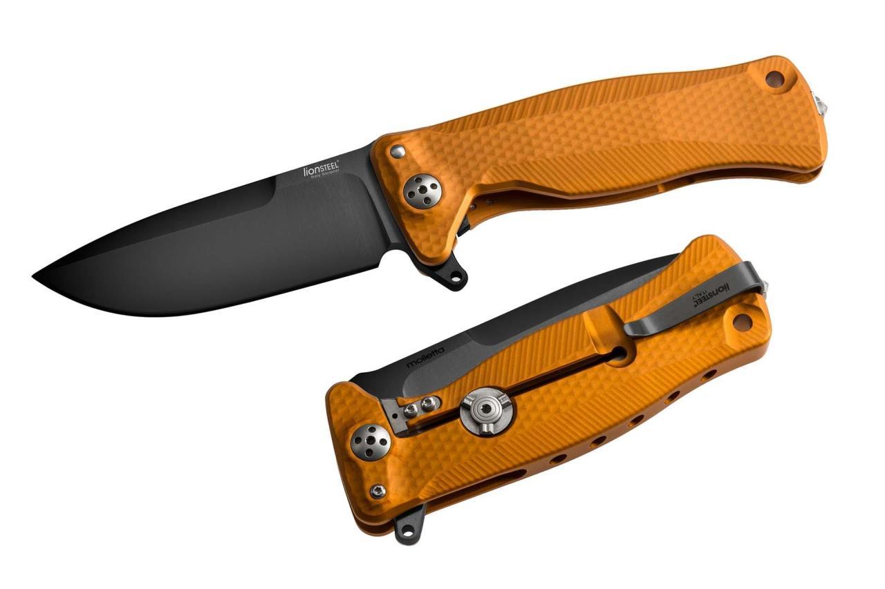 Lionsteel SR11 Aluminum Orange handle black blade Çakı