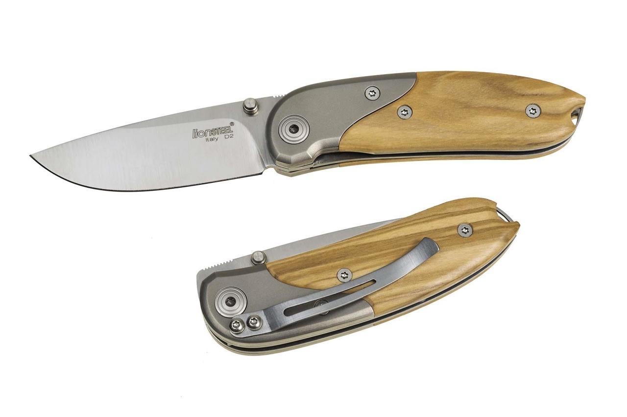 Lionsteel Mini with clip – Olivewood Çakı