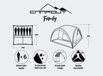 Campout Family Tenteli Gazebo Yüksek Aile Çadırı