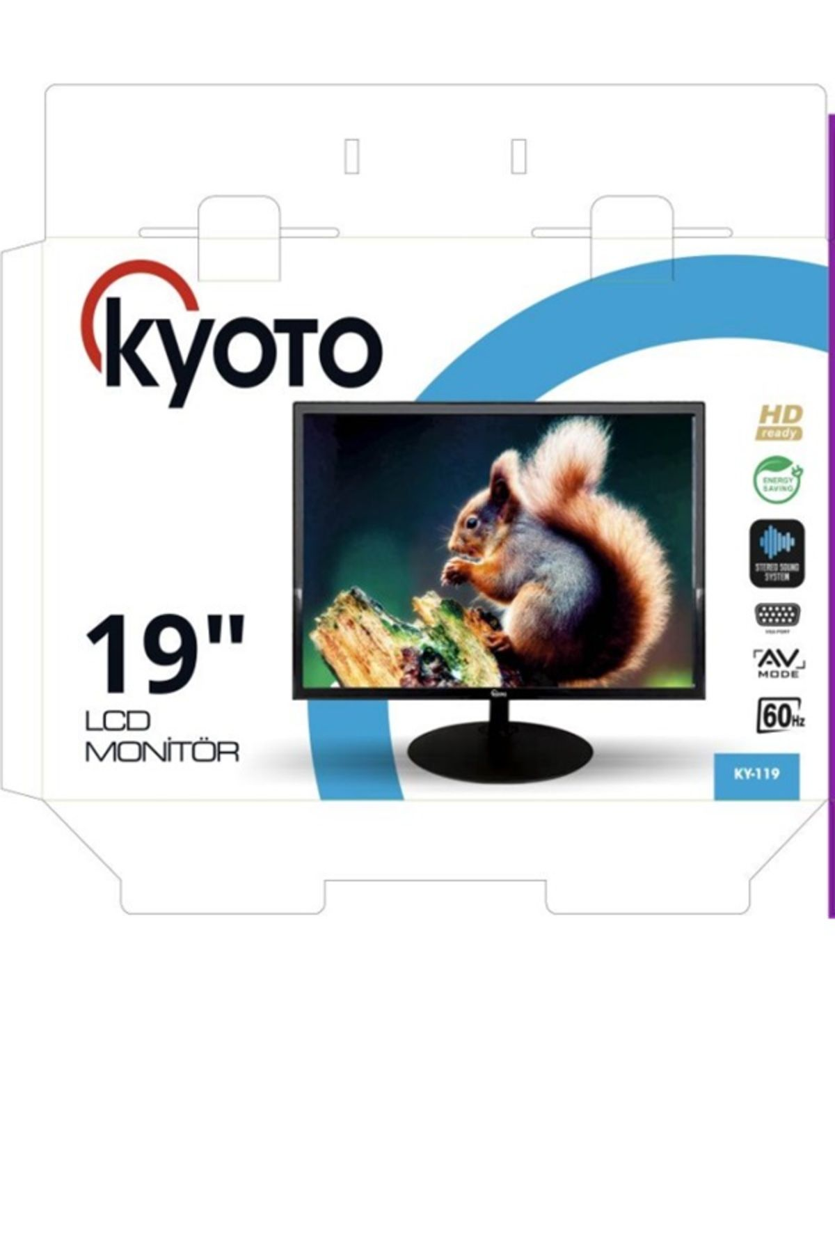 Kyoto KY-119 19'' 12 W HD LED CCTV Monitör Vga-HDMI-Rca Girişli Hoparlörlü+Kumandalı