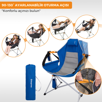 KingCamp Orchid Lux Ayak Dayamalı & Salıncaklı Hamak Kamp Sandalyesi Blue