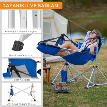 KingCamp Orchid Lux Ayak Dayamalı & Salıncaklı Hamak Kamp Sandalyesi Blue