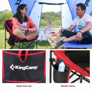 KingCamp Moon Ultra Konforlu Kamp Sandalyesi B.Red