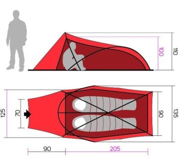 Hannah Hawk 2 Snow Kişilik Ultralight 5 Mevsim Çadır Mandarin Red