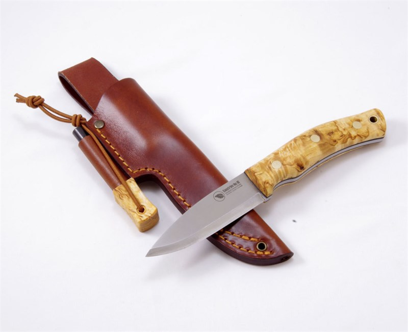 Casström No.10 SFK Curly birch/Scandi/Combo sheath/Fire Striker Bıçak