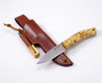 Casström No.10 SFK Curly birch/Scandi/Combo sheath/Fire Striker Bıçak