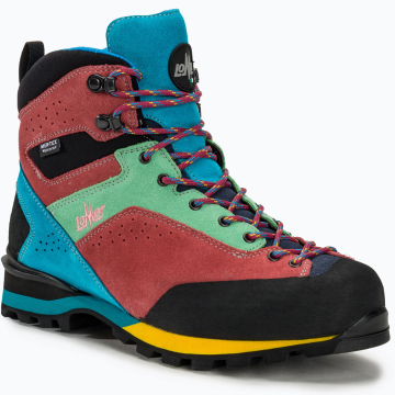 Lomer Italy Badia II High MTX Suede Waterproof Vibram Süet Deri Kadın Bot Turquoise/Begonia (Yarı Otomatik Krampon Uyumlu)