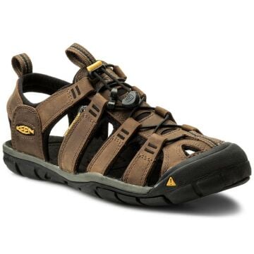 Keen Clearwater CNX Leather Erkek Sandalet - DARK EARTH/BLACK 1013106