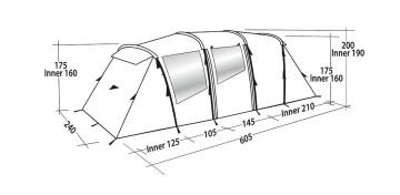 EasyCamp Huntsville Twin 600 14,5M² Blackroom 6 Kişilik Yüksek Aile Çadırı